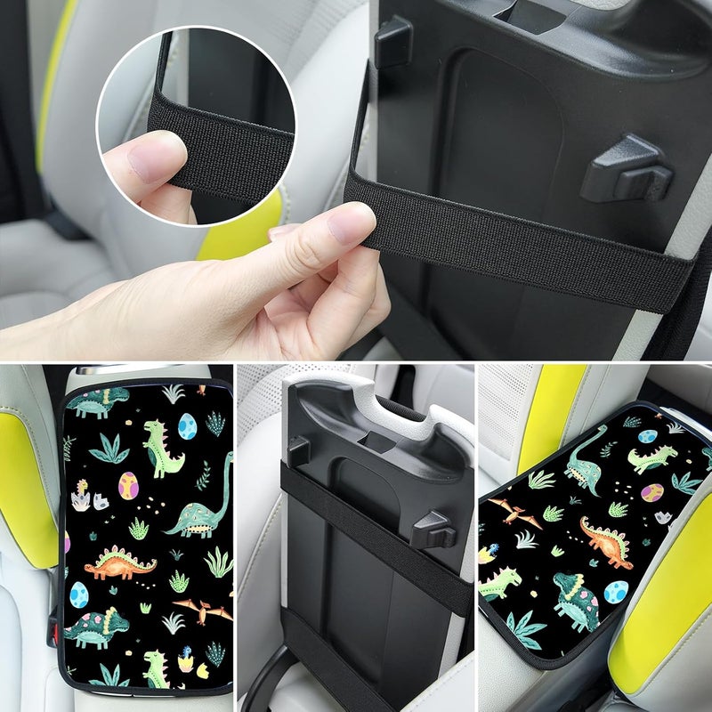 Adastrah Car Armrest Box Pad,Cute Dinosaur Car Armrest Pad Car Armrest Cover Protector for Most Vehicle, SUV, Truck, Car - Image 2